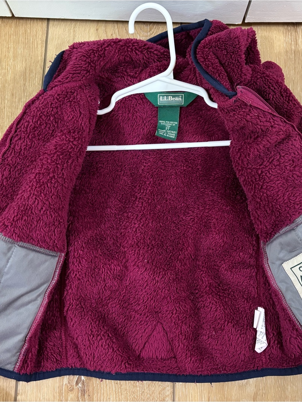 L.L. Bean Kids' Burgundy Plush Fleece Jacket